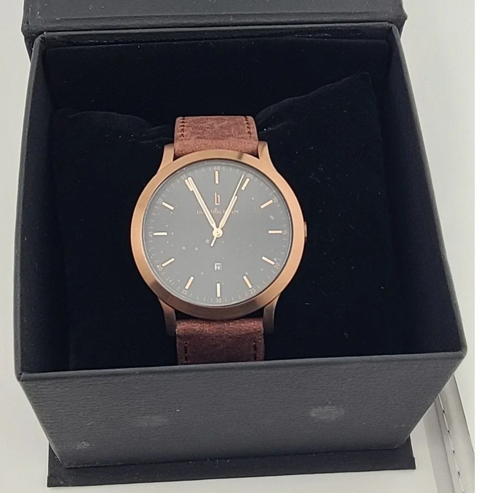 Lilienthal Berlin L1 Watch Bronze Case Black Dial Brown Italian Leather Strap